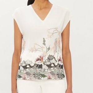 Ted Baker London Cariiys Willow V-Neck Top Size 8 Multi Color